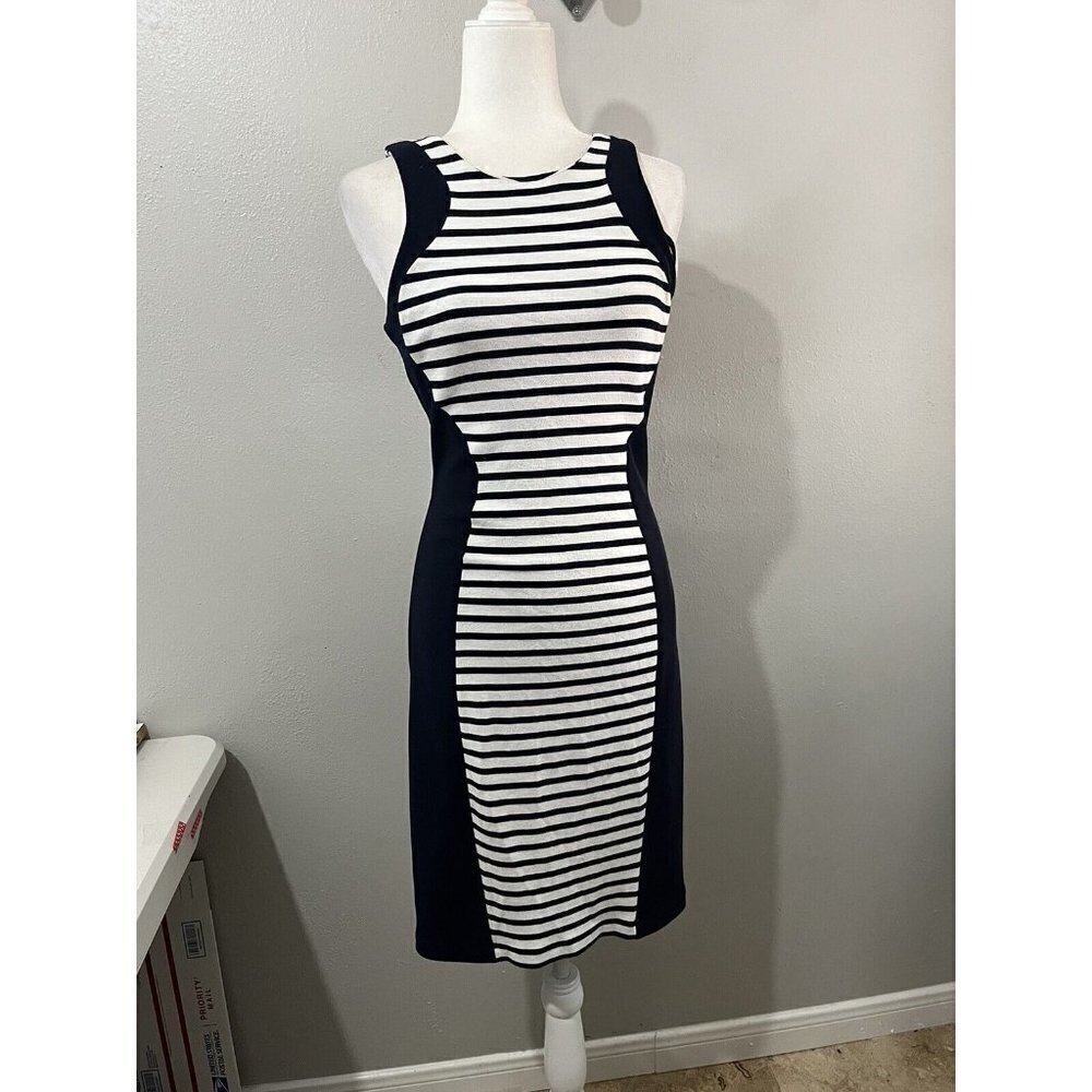 Joseph Ribkoff Dress Women 6 Striped Stretchy Nautical Sleeveless
